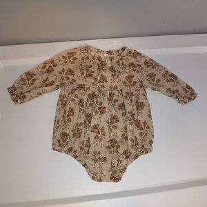 Rylee + Cru Floral Bodysuit in Cream and Brown